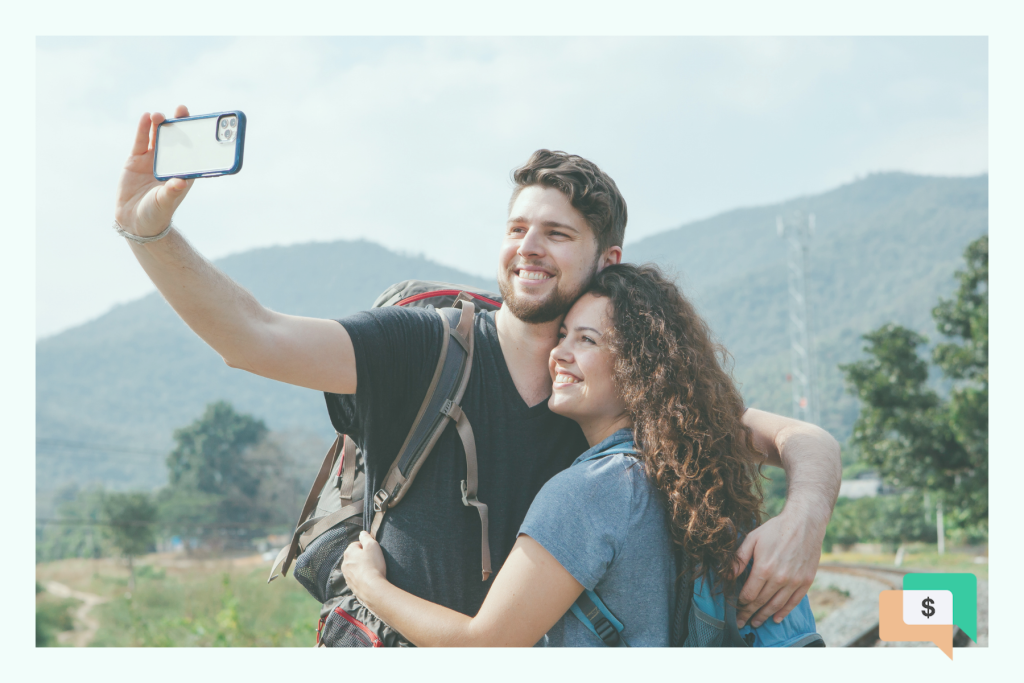 man and woman taking a selfie