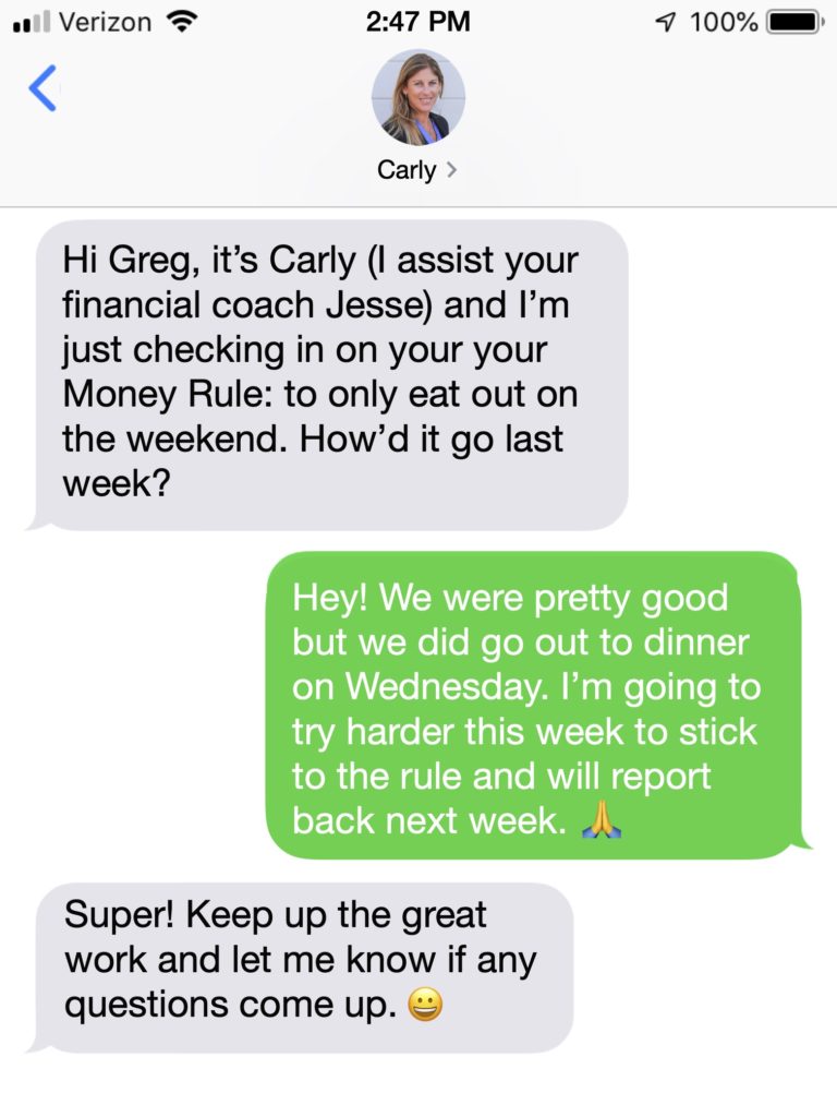 Carly SMS mesage copy